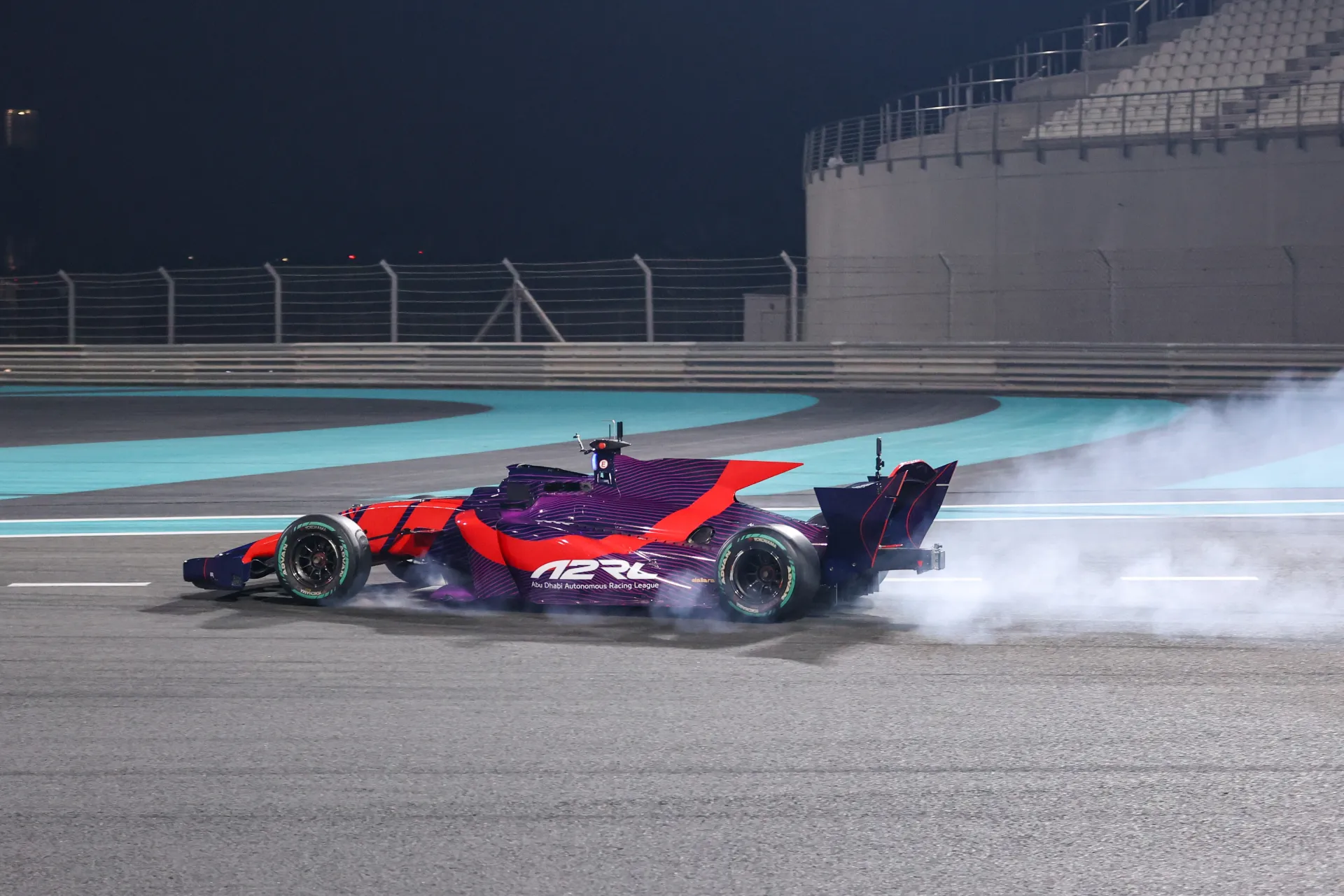 A2RL autonomous racing car on the Abu Dhabi circuit